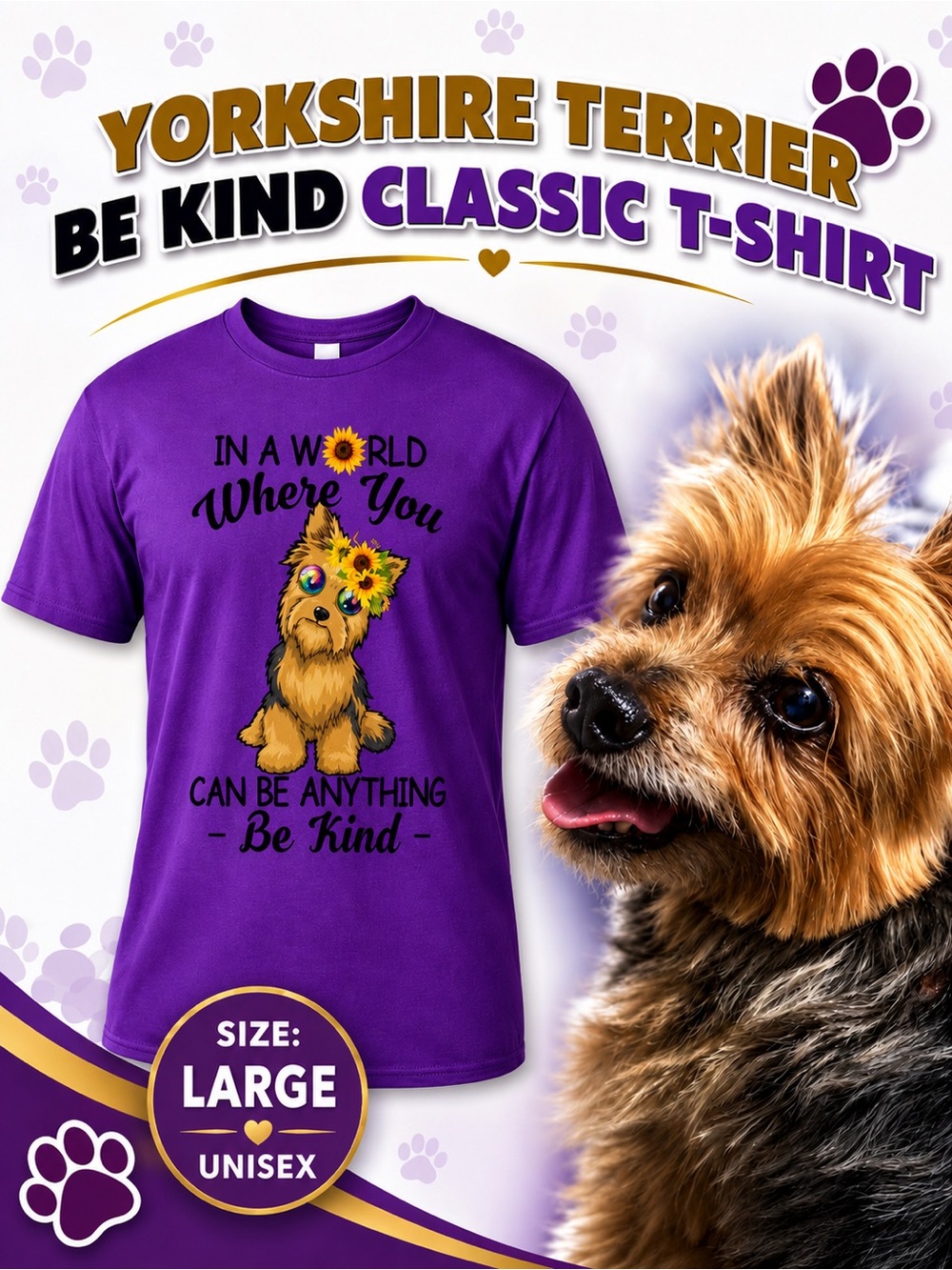 Yorkshire Terrier Be Kind classic T-Shirt NEW